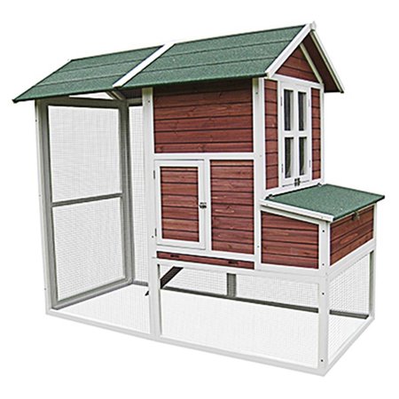 Fly Free Zone. Extra Large Chicken Ranch Coop, Dark Red with Black Trim FL2061537